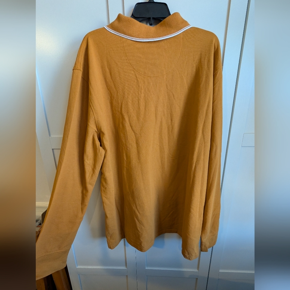 Goodfellow Mens Long Sleeve Rugby Polo Shirt XXL Harvest Gold Mustard Stripe NWT - Picture 4 of 6